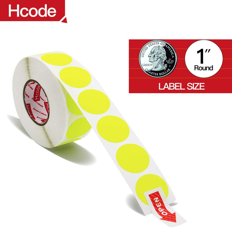 Hcode 1 Inch Color Coding Label Price Stickers Garage Sale Stickers Blank Yard Sale Round Permanent Adhesive Dots Stickers Glossy Writable Paper Labels 1000 Pieces (Fluorescent Yellow) Fluorescent Yellow - NewNest Australia