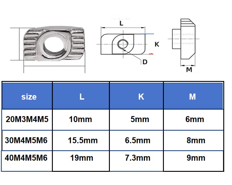 [Australia - AusPower] - 4040 Series M5 T Nuts T-Slot Nut Hammer Head Fastener -Plated Carbon Steel Sliding T Nuts for Aluminum Profile,20Pcs 4040M5(20) 