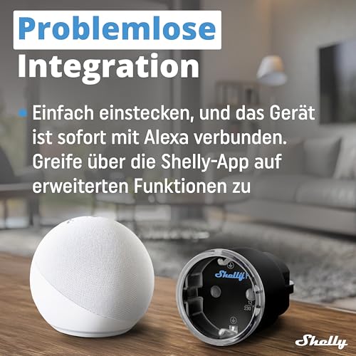 Shelly AZ Plug Black - WLAN Smart Socket, Power Measurement, 12 A, 2500 W, Frustration-Free Setup, Timer Switch, Alexa Certified Plug, Smart Home, No Hub Required, Heating & Cooling