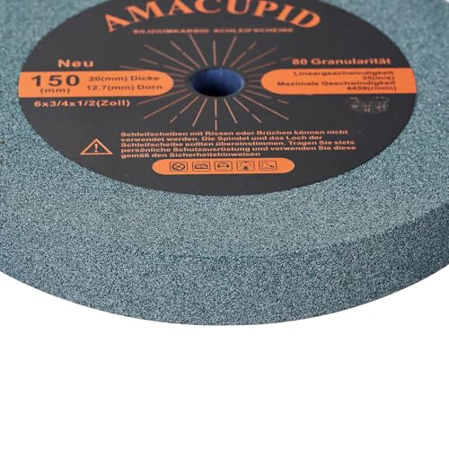 80 Grit Bench Grinding Wheel for Carbide Tool Grinding | Green Silicon Carbide Abrasive Also suitable for grinding non-metallic materials. 12.7mm Mandrel Bore