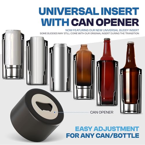 Frost Buddy Universal Can Cooler, Insulated Holder for 12-16 oz Cans MatteBlack