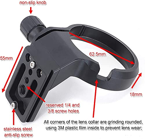iShoot CNC Machined 62.5mm Tripod Mount Ring Lens Collar for Sony FE 135mm f/1.8 GM Lens, Built-in ARCA Type Quick Release Plate Compatible with Tripod Ball Head of ARCA-Swiss PMG SUNWAYFOTO BENRO