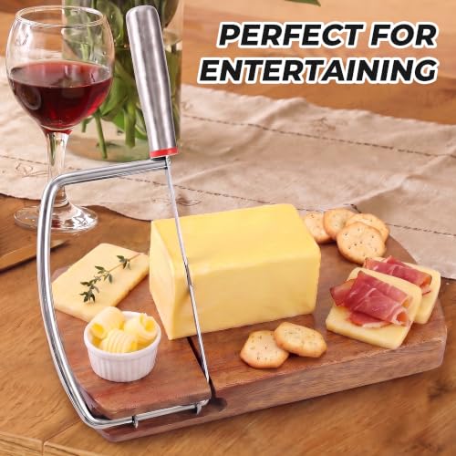 Trez Treamer Cheese Slicer Board with Blade,Wooden Cheese Wire Cutters
