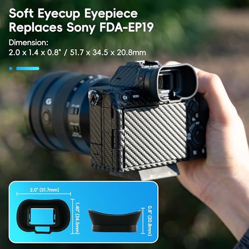 FDA-EP19 Eyecup Eye Cup + Upgraded Hand Strap: Soft Silicon Camera Viewfinder Eyecup Eye Cup Eyepiece Replacement for Sony Alpha A1II A7R V A7RV A7R5 A7 IV with Soft Neoprene Camera Hand Wrist Grip