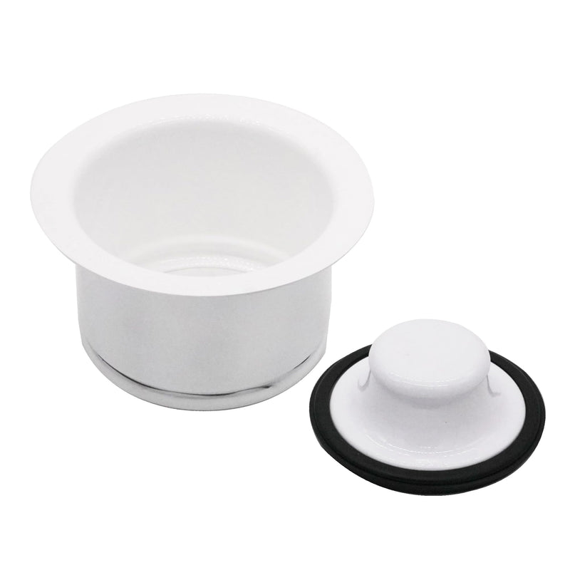 Westbrass D2082-50 3-1/2" Extra-Deep Collar Kitchen Sink Waste Disposal Flange & Stopper, Powder Coat White 1-Pack