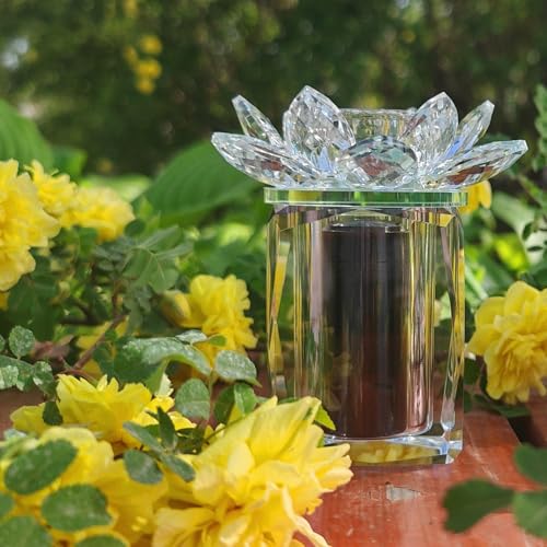 Mini Urns Crystal Ashes Cremation Keepsake Photo Urn With Candle Holder Crystal Lotus Candle Cremation Funeral Picture Ashes Holder Urns for Human or Pet to Remember Your Loved One Lost
