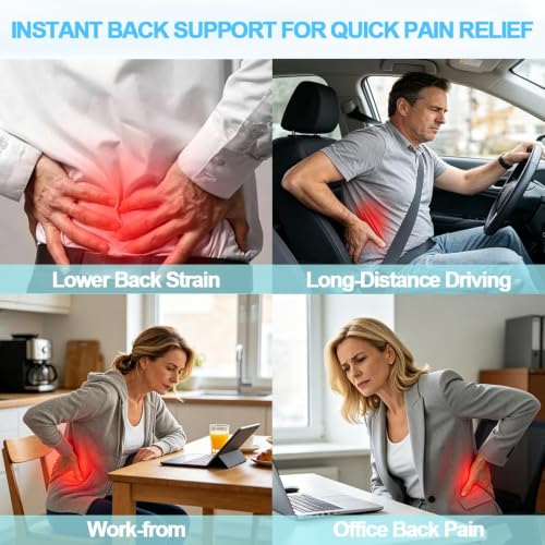 Lumbar Support Pillow for Office Chair, Gaming Chair, Car Driver Seat Back Cushion, Bed & Couch, Gifts for Friends and Parents,Ergonomic Back Support Pillow with Comfortable Memory Foam(Black)