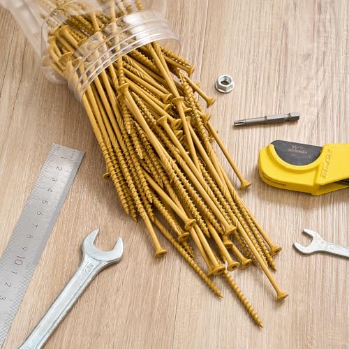 Aandxmok #10 x 5-inch tan self-tapping deck wood screws, 150-piece set