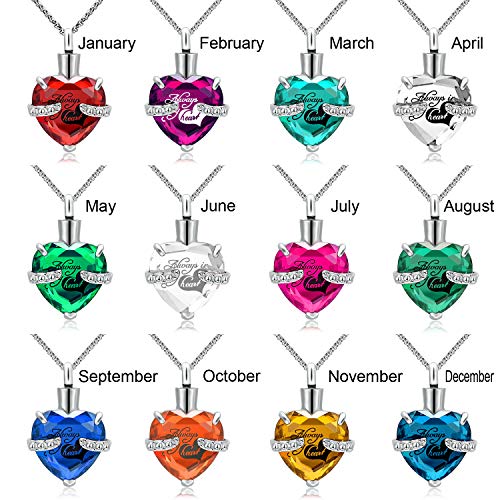 YOUFENG Jewellery Urn Necklace for Ashes Always in My Heart I Love You to The Moon and Back Birthstone Cremation Keepsake Pendant Necklaces May