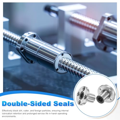 PATIKIL LMK10UU Linear Ball Bearings 10mm Bore Dia 19mm OD 29mm Long 4.5mm Hole, 4Pcs Round Flange Linear Motion Bushing Double Side Rubber Sealed Rod Liner Shaft for Machine 3D Printer