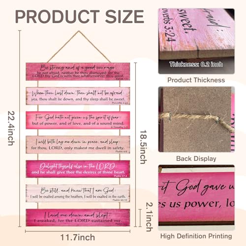 Christian Wall Art,Wood Bible Verse Hanging Sign Home Decor PINK