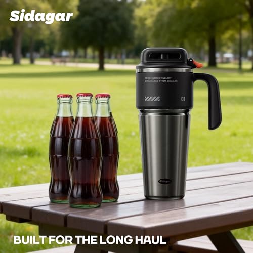 32 oz Insulated Tumbler with Push-button Lid and Handle, Black