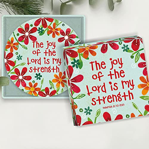 Christian Coasters with Scripture, Set of 4 Ceramic Coasters, Gift Box, Joy