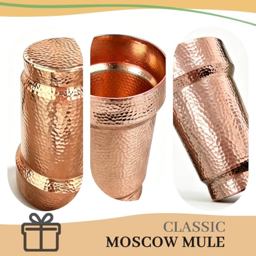 20 oz Pure Copper Cup for Drinking, Thick 2mm Solid Copper Mug, Hand-Hammered Tall Tumbler for Ayurvedic Water & Moscow Mule, Cold-Retentive Copper Glass for Cocktails, Bar & Gift