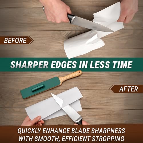 BeaverCraft LS6 Leather Strop for Sharpening Knives with Polishing Paste - Sharpening Set Leather Straps - Carving Knife Set Scraper Paste - Wood Carving Sharpener