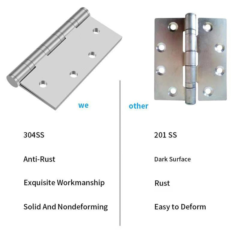 Heavy Duty Hinges,304 Stainless Steel Door Hinges 4-1/2 Inch,4.5"x 4" Ball Bearing Door Hinge with Square Corners -2 Pack (Silver) Silver