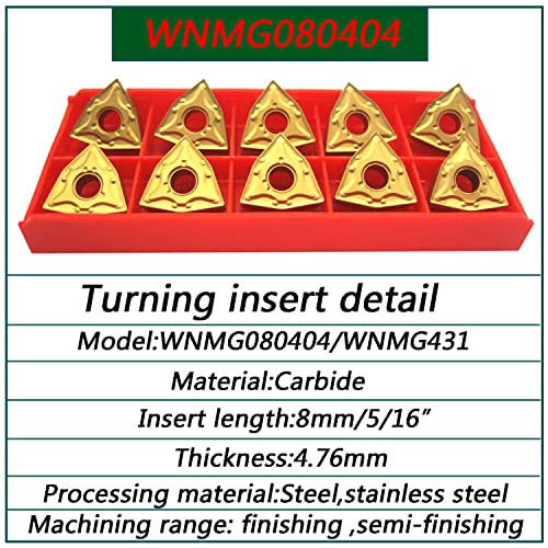 5/8" Lathe Excircle Indexable Carbide Turning Tool Holder MWLNR1616H08 + Metal Lathe Internal Boring Bar S16Q-MWLNR08 + Indexable Carbide Turning Inserts WNMG431(WNMG080404)……