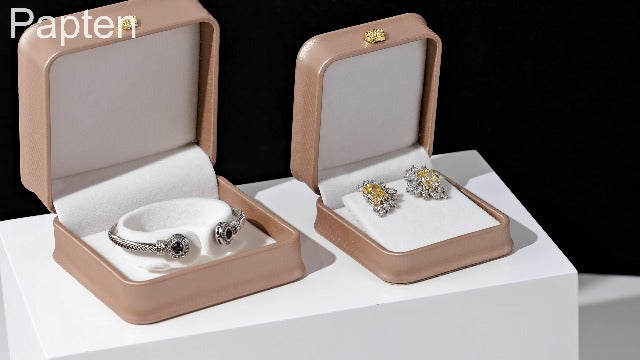 Rose Gold PU Leather Jewelry Set Box for Large Necklace & Jewelry 7.28" x 7.48" x 1.81"