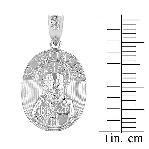 925 Sterling Silver Saint Nectarios of Aegina Medal Protection Charm Necklace, 22"