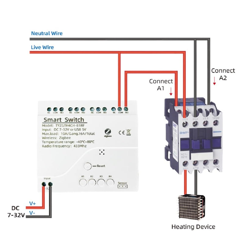 [Australia - AusPower] - Tuya app Zigbee Temperature Humidity Sensor Controller,Phone Monitor and Control Temperature Humidity Anywhere with 4 Channel 32V 10A Dry Contact Relay Switch,Compatible with Alexa Google Home 