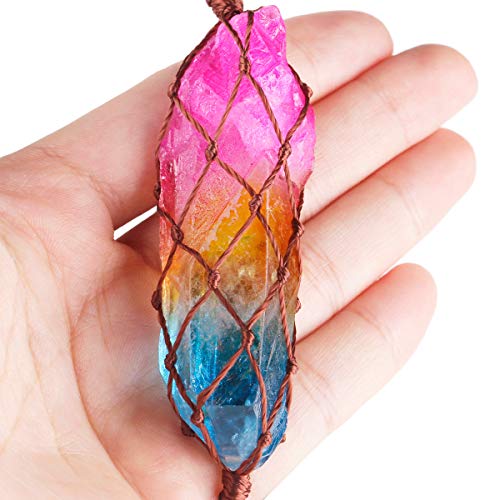 Nupuyai 7 Chakra Rainbow Titanium Coated Healing Crystal Hanging Ornament