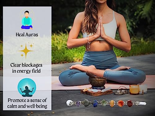 Amazing Gemstone Crystal Chakra Wand Healing Crystal Wands Witchcraft - Chakra Tumbled Crystal Wand for Meditation, Witchcraft, Healing, Yoga, Magic and More - Crystals and Healing Stones Gift