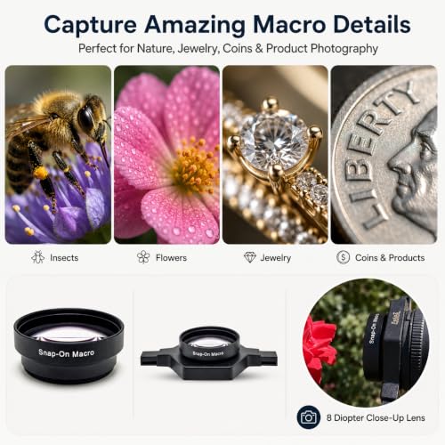 FotoZ Macro Conversion Lens, 37-72mm Close Up Lens Attachment for Camera