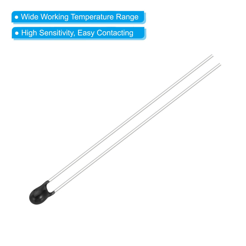 PATIKIL NTC Thermistors Resistors 100 Pieces 10K Ohm MF52-103 5% Accuracy High Sensitive Current Limiter Temperature Sensor for Measuring Temperature Black