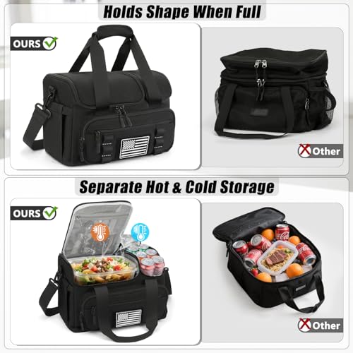 Laktru men's insulated lunch bag with hot and cold compartments, 20L capacity, durable design, perfect for daily meal transport.