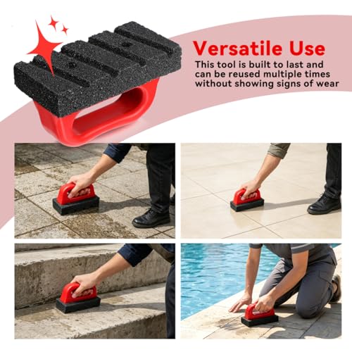 NOLITOY Rub Brick Tool with Handle Brick Cleaning Brush and Concrete Scrub Brush for Masonry Cleaning Stain Removal Concrete Smoothing Construction and Home Renovation Projects