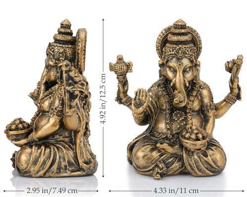 Ganesha Statue 5 Inch Resin Hindu Decor for Home Office Meditation Altar