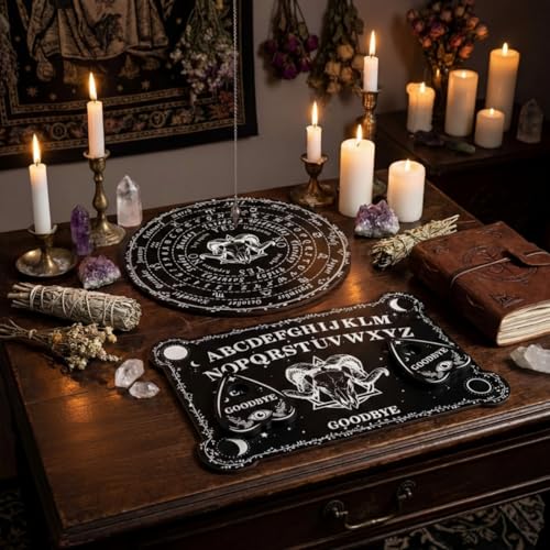 Threan Spirit Board Pendulum Dowsing Planchette Amethyst Set Ram Skull Style