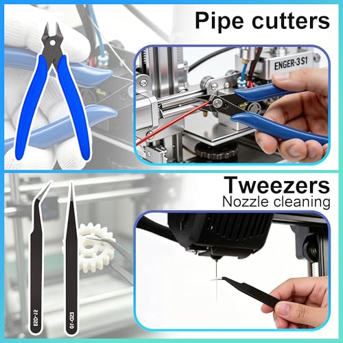 3D Printing Deburring Set Deburring Tool Hand Deburring Tools Files Hand Deburring Tool Set with 11 Different Blades 5 File Set and Side Cutter Metal Handle