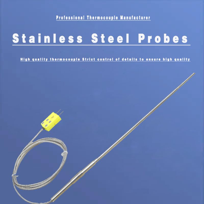 [Australia - AusPower] - 2 Pieces TL1918SL k-Type Thermocouple Probe -50°F~1100°F Probe 0.13in/12in Cable 40in Temperature Sensors 