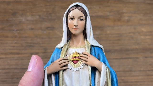 BC Catholic Immaculate Heart of Mary Statue 10" H Virgin Mary Sculpture Full Color 10 inches H