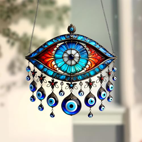 Acrylic Evil Eye Hanging Decor - Stained-Glass Style Amulet Pendant for Home/Patio | Ideal Gift for Protection Lovers/YX-25
