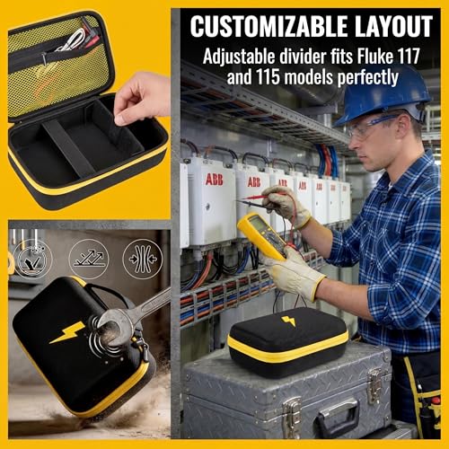 Comecase hard multimeter case for Fluke 87V MAX, 87V, 88V, and 179 with black and yellow pocket and holster