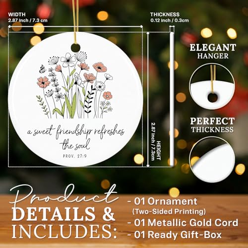 Best Friend Ornaments for Women - Christian Friendship Gifts for Women