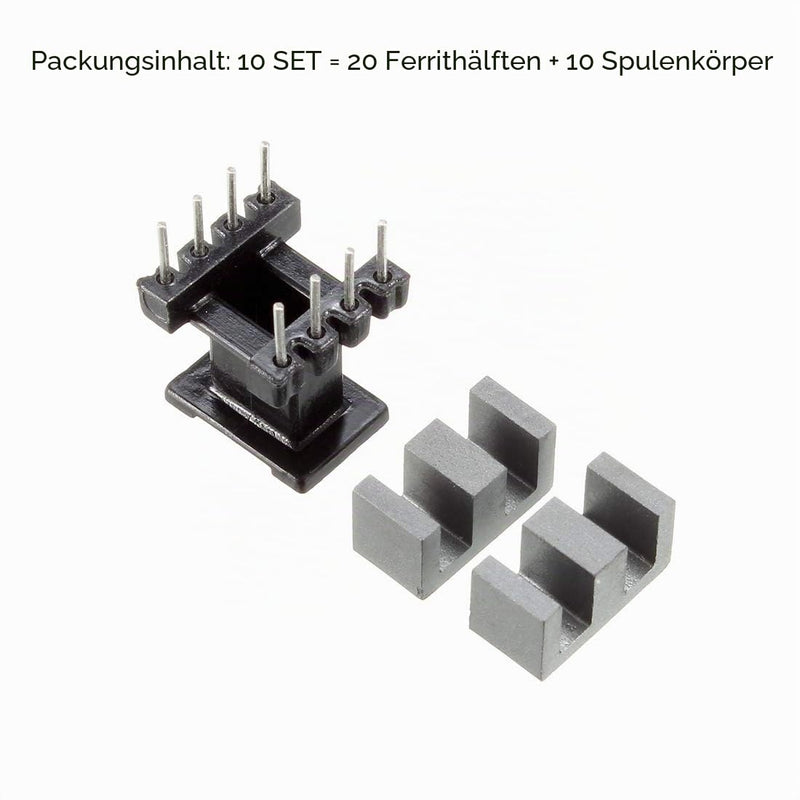 sourcing map 10 Sets Transformer Coils Ferrite Core Vertical Ferrite EE10 | Halves and bobbin set