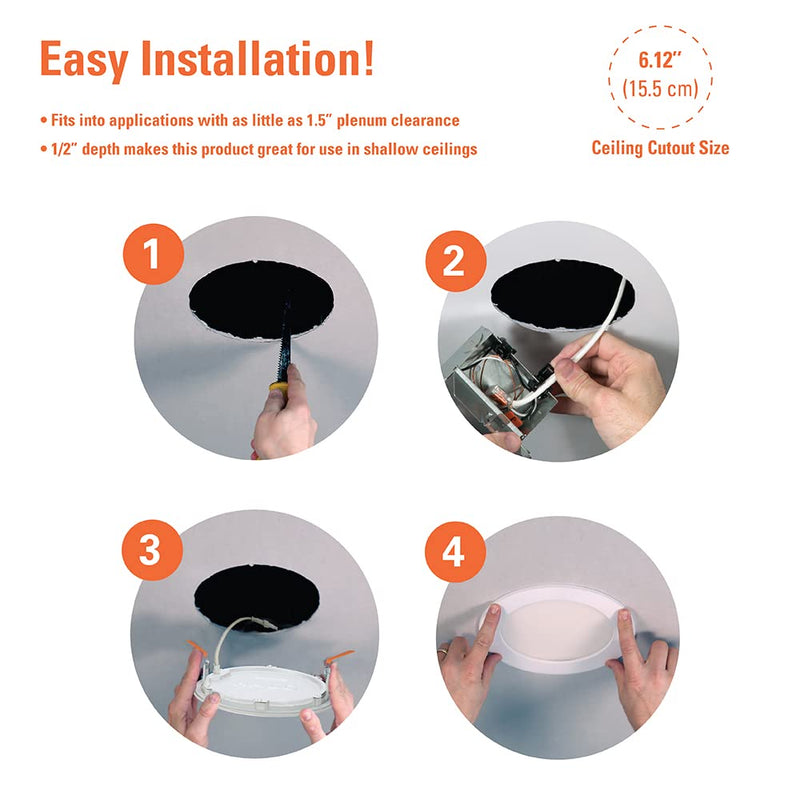 [Australia - AusPower] - HALO HLB 6 inch Recessed LED Ceiling & Shower Disc Light – Canless Ultra Thin Downlight – 5CCT Selectable - White White - 1 Pack 