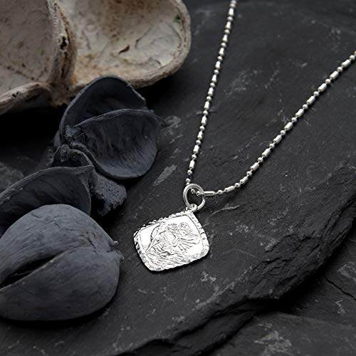 Sterling Silver St Christopher Pendant Necklace with Adjustable Chain and Jewellery Gift Box