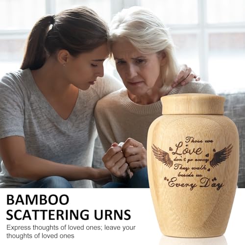 Tioncy 2 Sets Mini Bamboo Urns for Ashes Cremation Keepsake, Angel Wings
