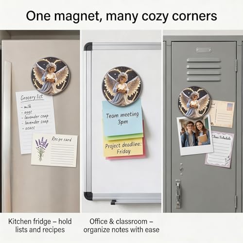 2D Flat Guardian Angel Fridge Magnet, Religious Heart Angel Refrigerator Magnet, Spiritual Decorative Magnet for Fridge Whiteboard Locker
