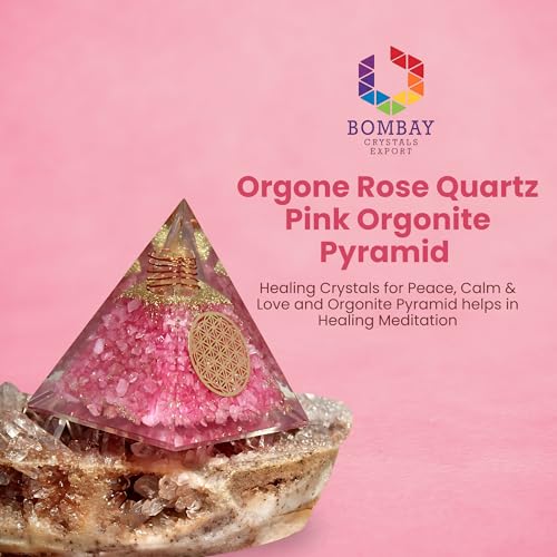 Rose Quartz Orgone Pyramid for Healing Energy – Handcrafted Crystal Pyramid with Copper Coil for Love, Harmony & Meditation – Reiki, Chakra Balancing, Positive Energy Generator Spiritual Gift Rose Quartz