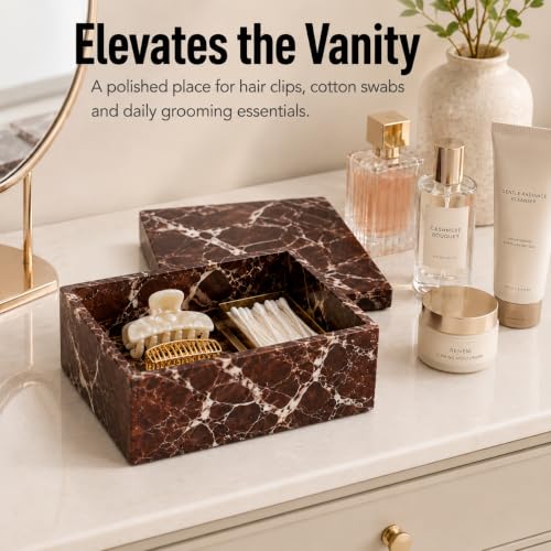 Purple and red marble jewelry storage box with lid, designed by SIRIZEN-DIVING, perfect for organizing jewelry.