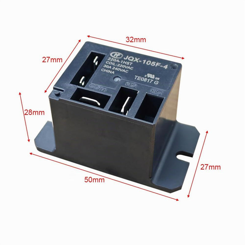 Gebildet Miniature Power Relay 30 A, AC220 V Coil, SPST (1 N/O), Mini 220 Volt Relay with Quick Connection Cables and Connections, Pack of 2 JQX/HF105F-4-220A-1HS