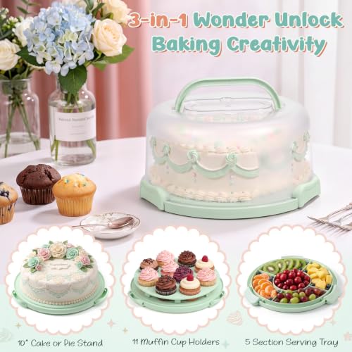 Ferrochef 10-inch cupcake carrier with lid and handle, portable insulated bag for carrying cakes and cupcakes securely.