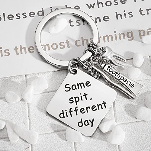 [Australia - AusPower] - Dental Hygenist Gift Dentist Gifts for Women Men Same Spit Different Day Keychain Gifts for Dentists Male Dental Assistant Student Gifts Key Chains 