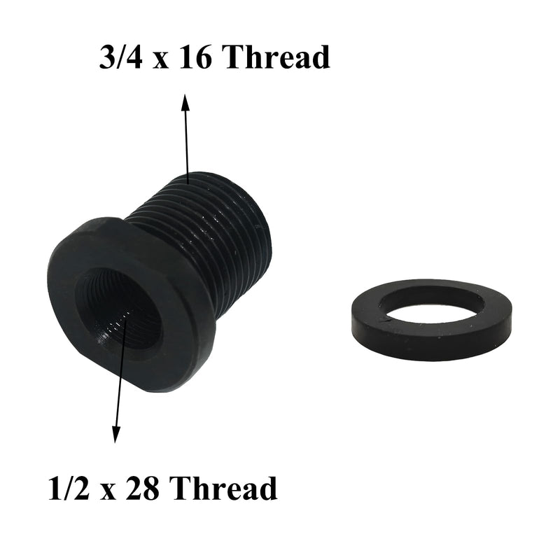 [Australia - AusPower] - 2 Pcs Thread Adapters and Washers, 1/2 * 28-3/4 * 16, Black 