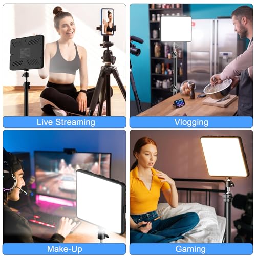 ALTSON 2 Packs Video Light Kit, LED Studio Light, 2700-6500K Dimmable Photography Lighting Kit with Tripod Stand&Phone Holder, 12" Rotating Streaming Light for Video Recording, Game Streaming, YouTube